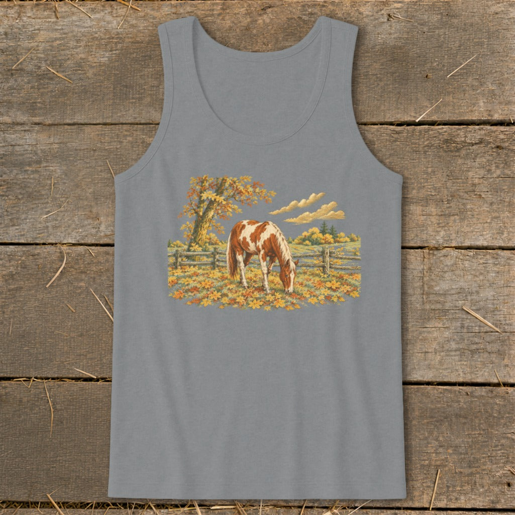 Horse in Fall Leaves Tank Top