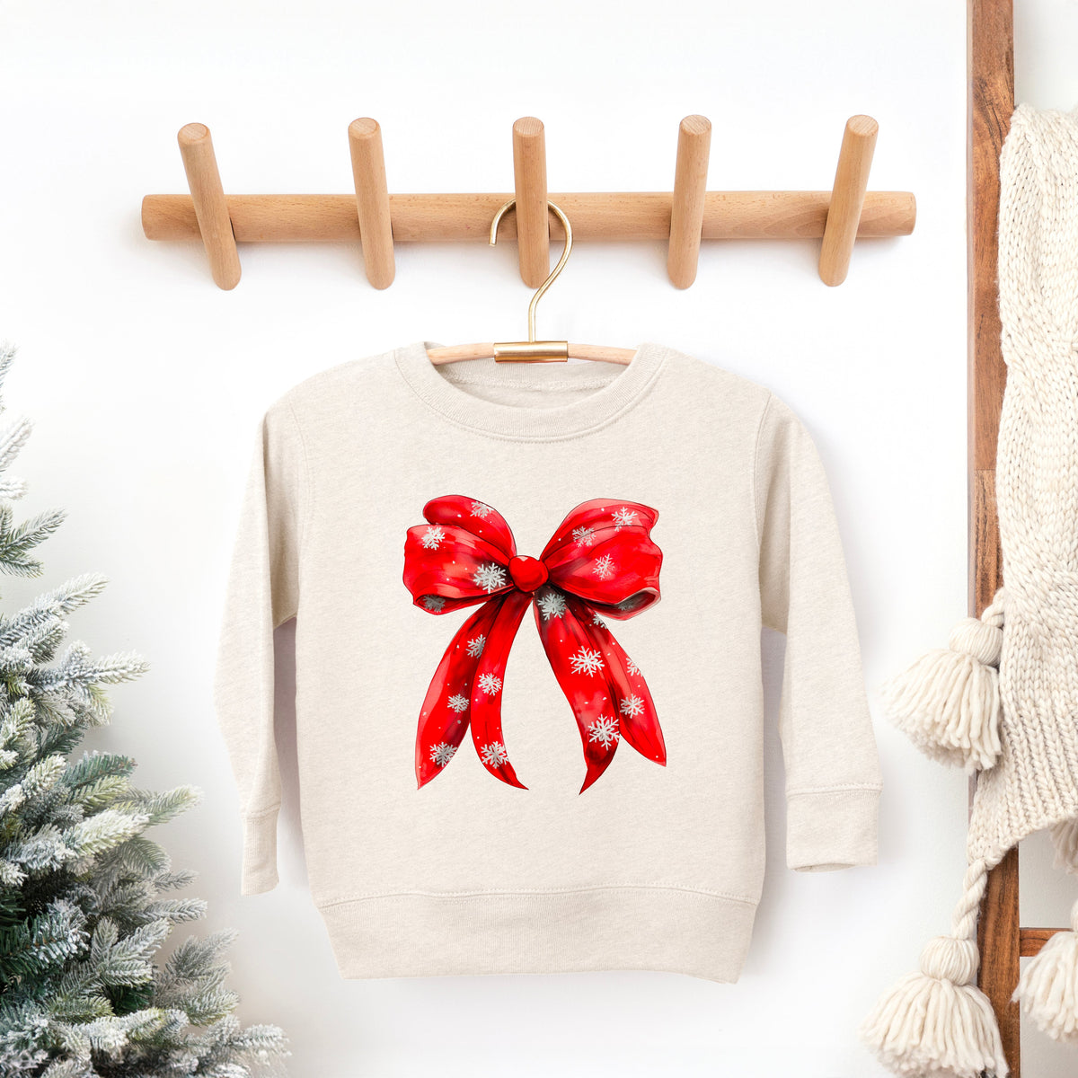Coquette Christmas Snowflake Bow | Youth Ultra-Soft Graphic product image 2