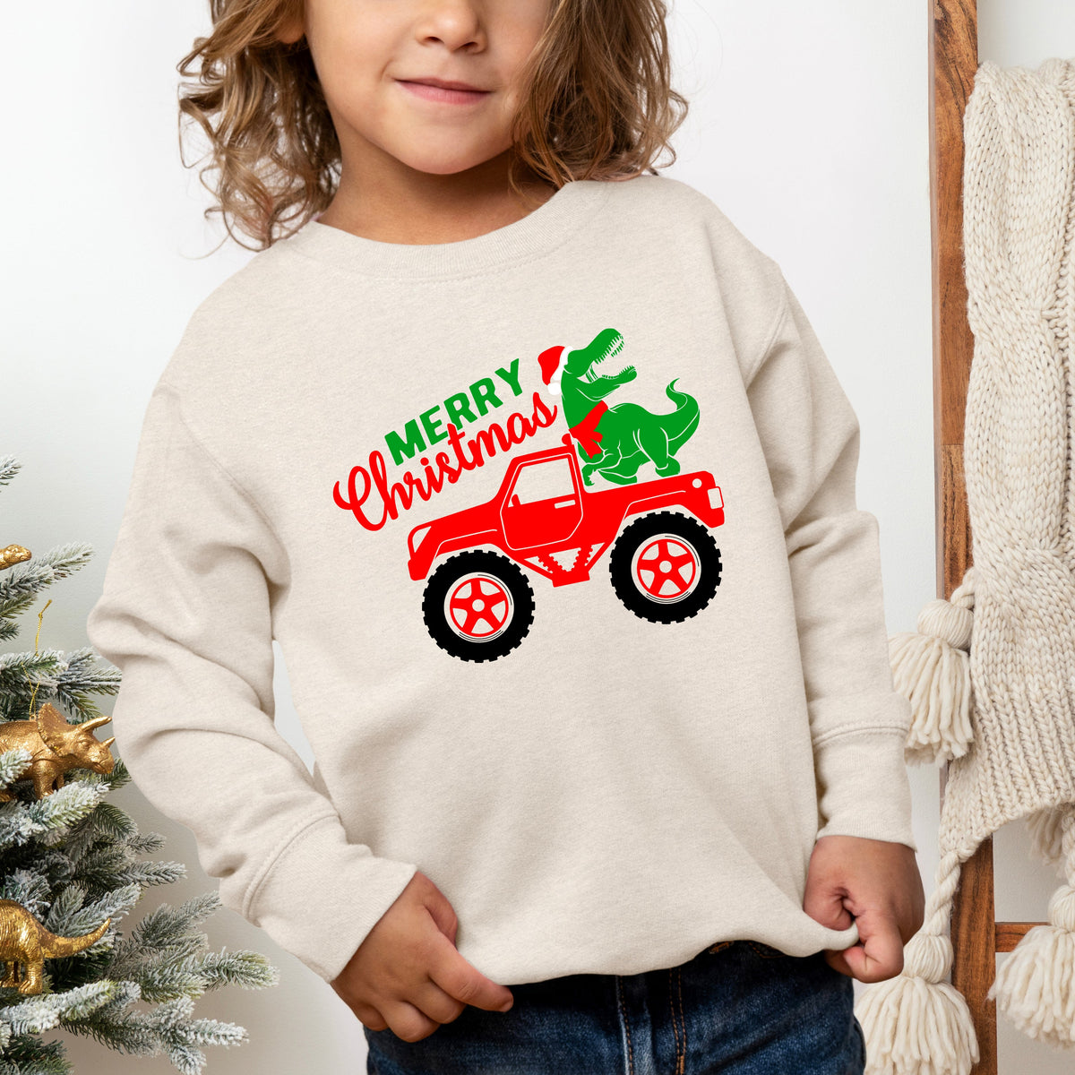 Christmas Dino Truck | Toddler Graphic Sweatshirt product image 2