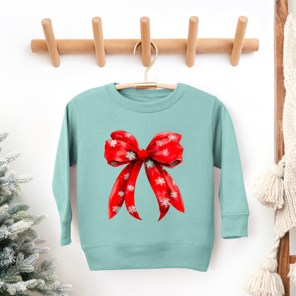 Coquette Christmas Snowflake Bow | Youth Ultra-Soft Graphic product image 1
