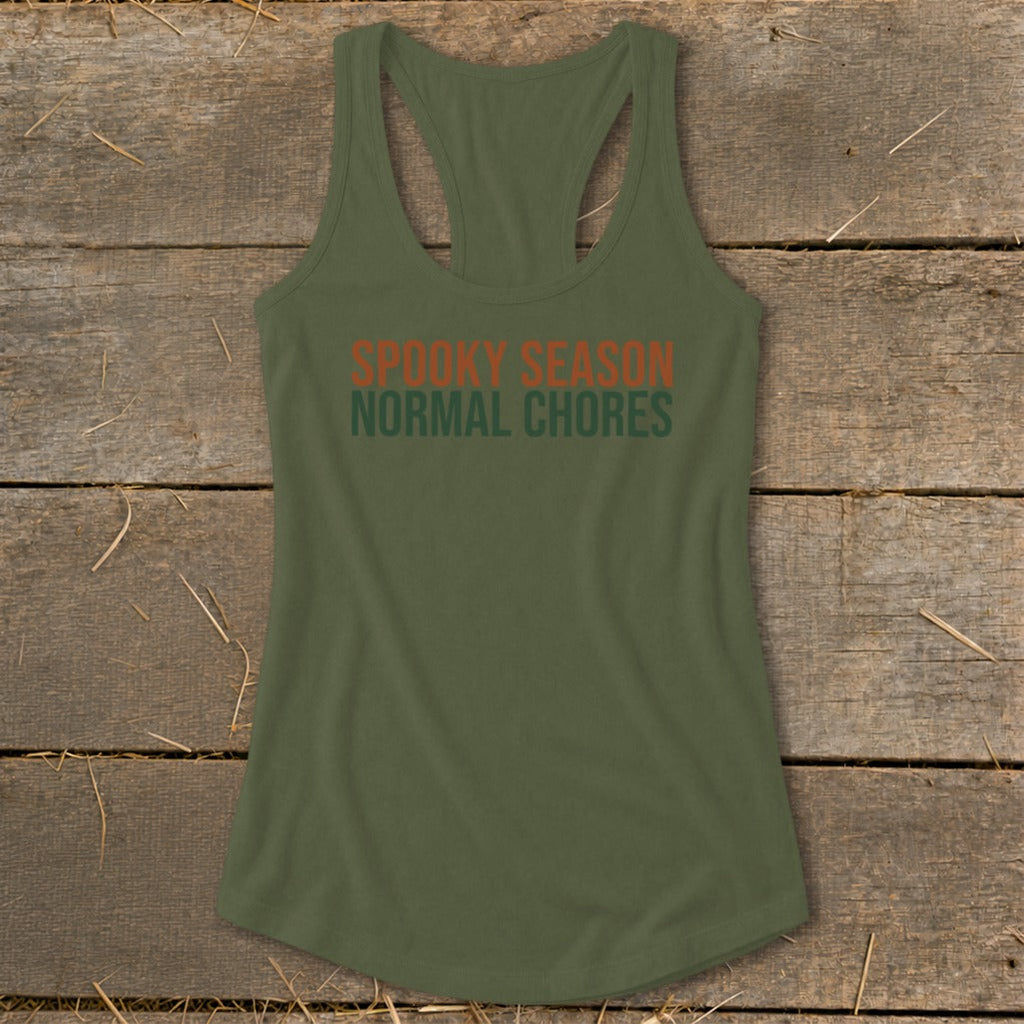 Spooky Season Normal Chores Racerback Tank