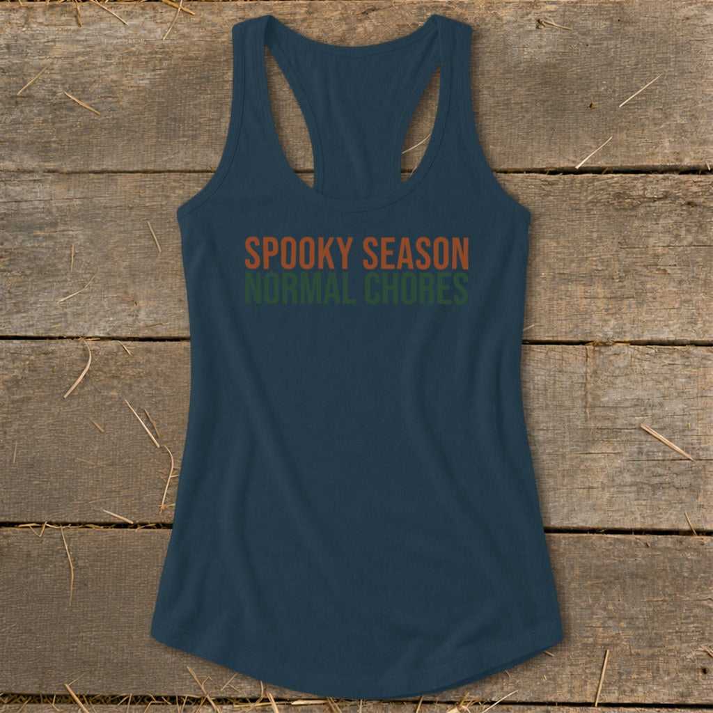 Spooky Season Normal Chores Racerback Tank