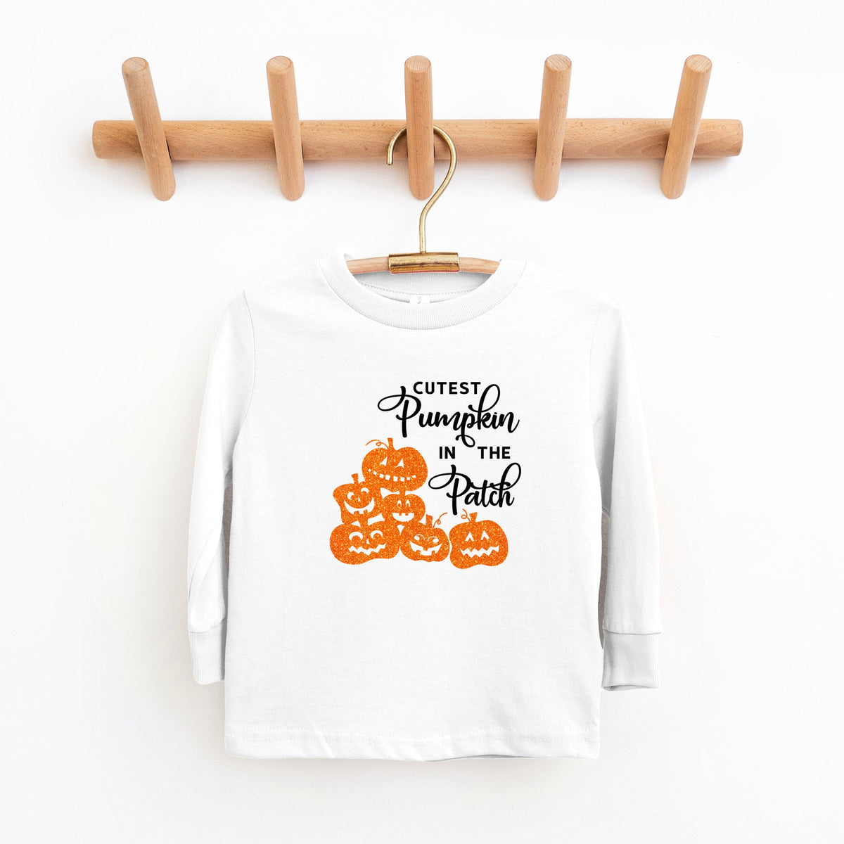 Cutest Pumpkin In The Patch Glitter | Toddler Graphic Long product image 2