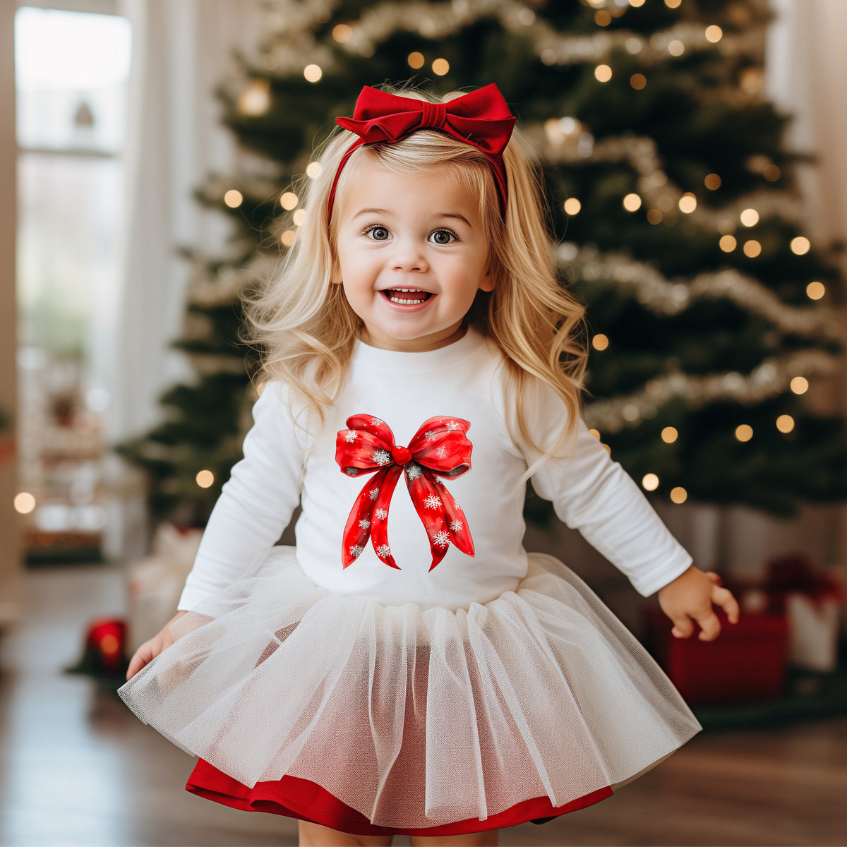 Coquette Christmas Snowflake Bow | Toddler Graphic Long product image 3