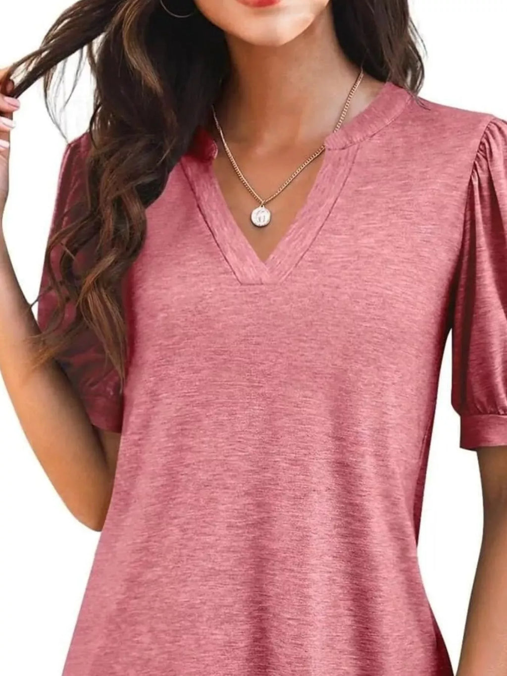Puff Sleeve Notched Casual T-Shirt product image 17
