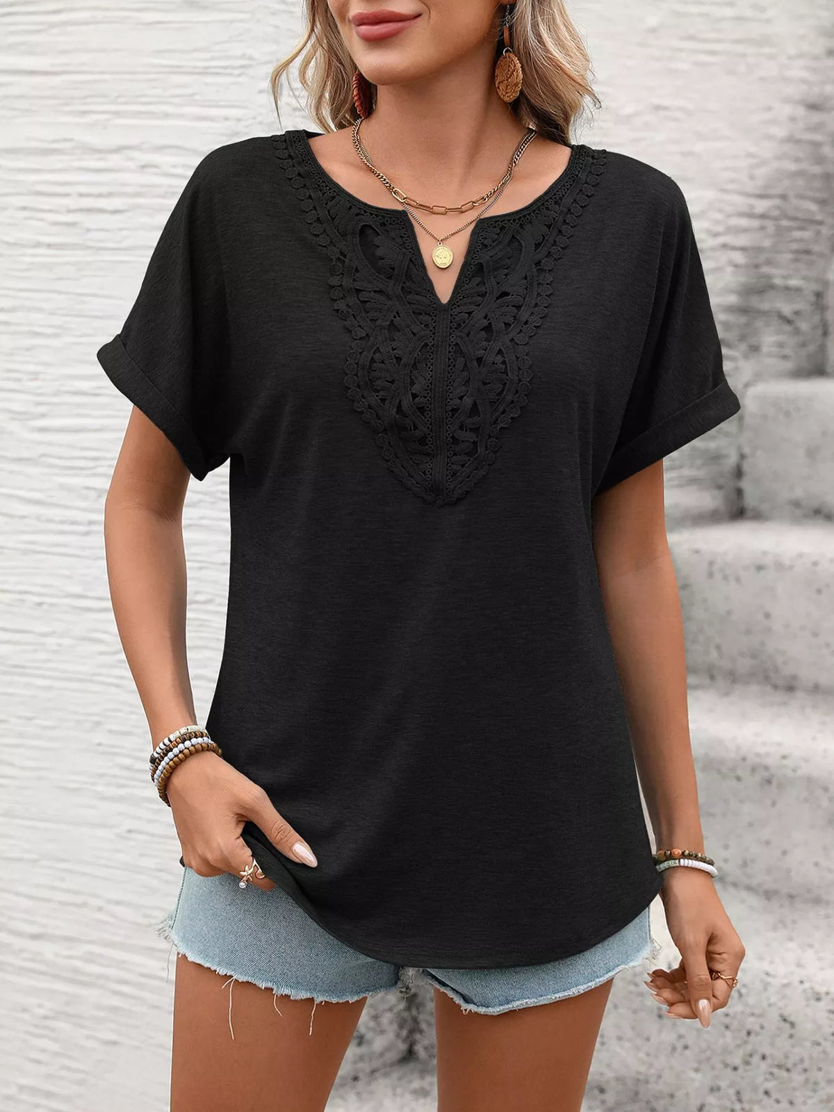 Lace Trim Short Sleeve T-Shirt product image 10