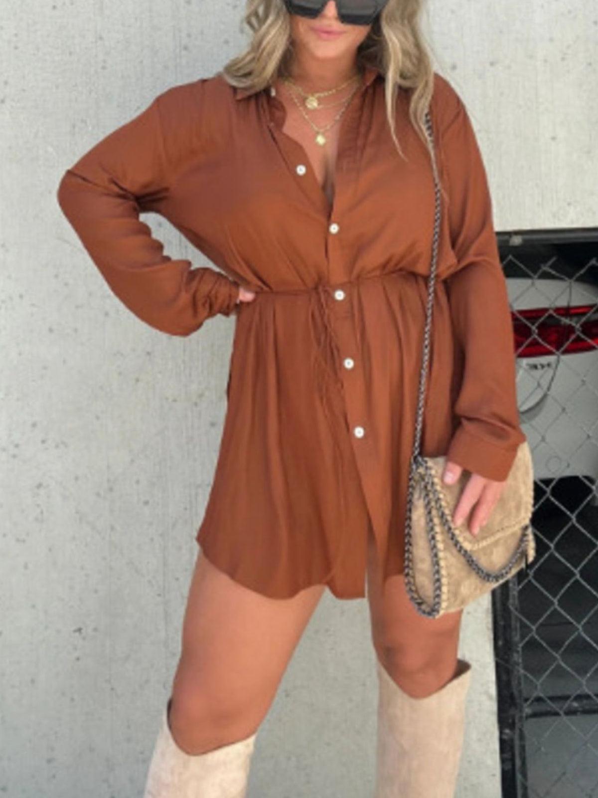 Full Size Button-Down Mini Shirt Dress product image 25