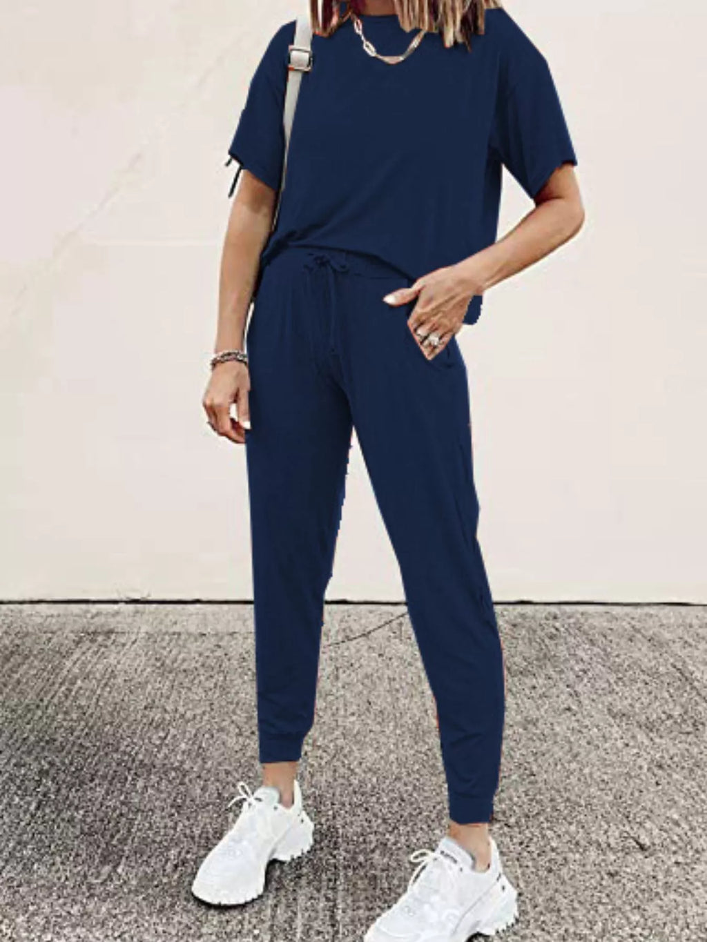 Full Size Round Neck Top and Drawstring Pants Set product image 23