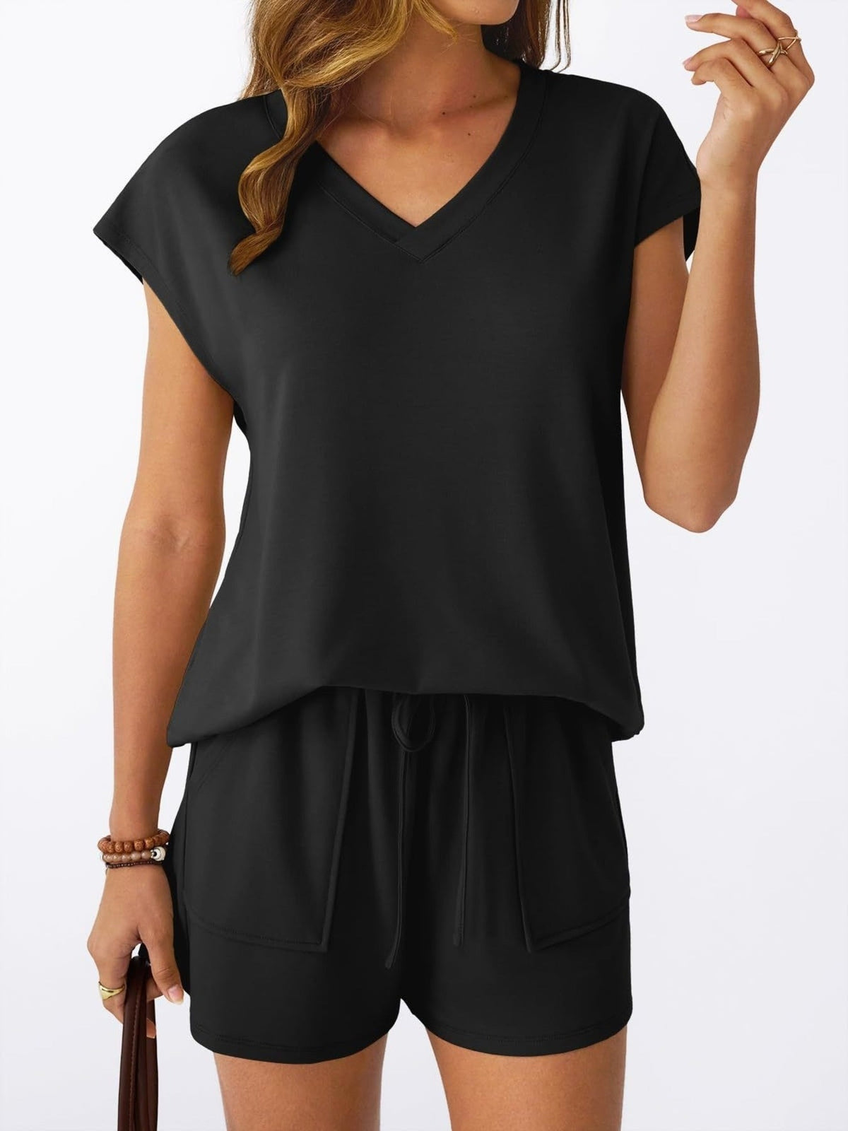 Casual V-Neck T-Shirt and Shorts Set product image 8