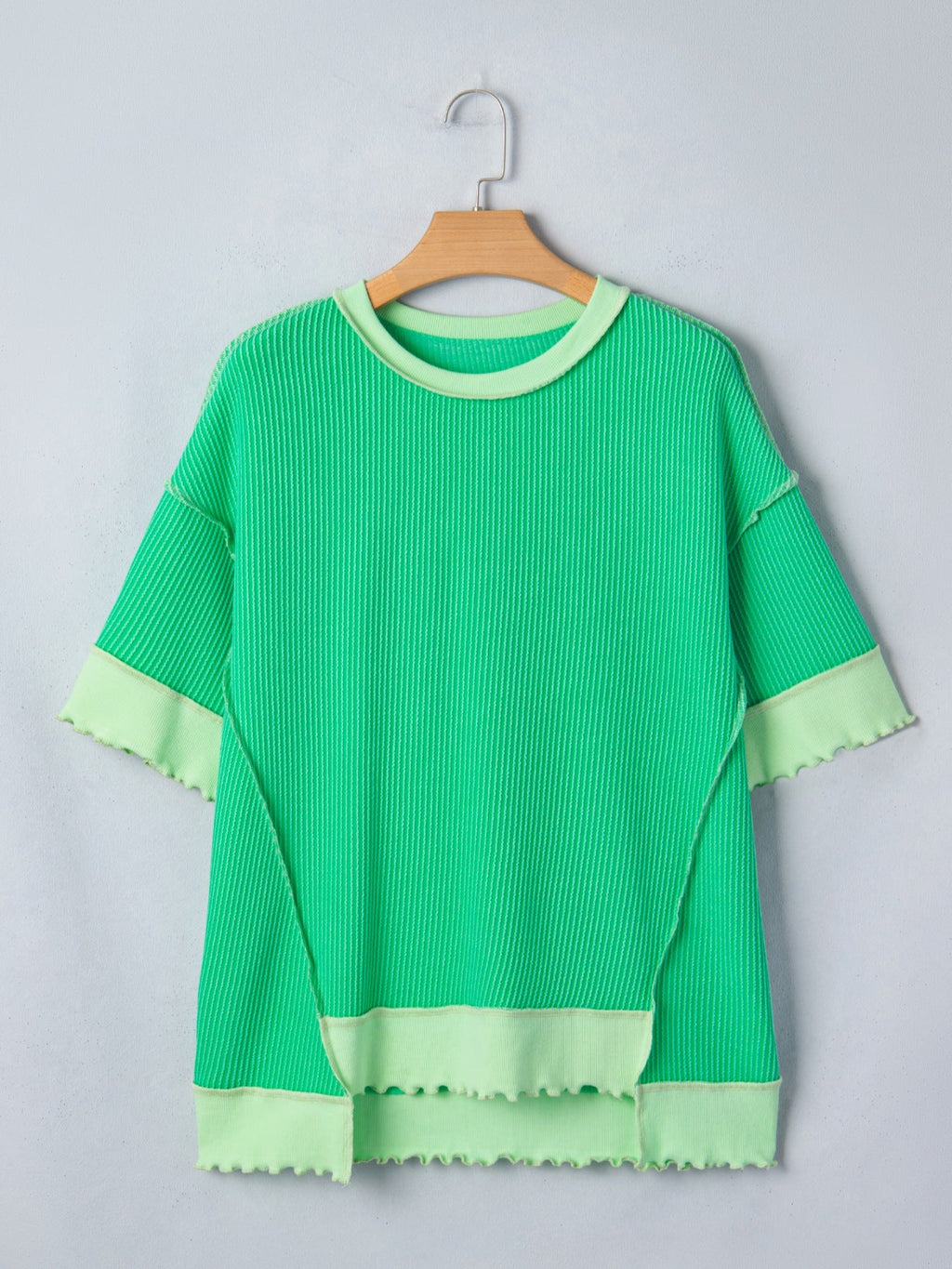 Loose Uneven Hem Twist Ribbed T Shirt product image 4