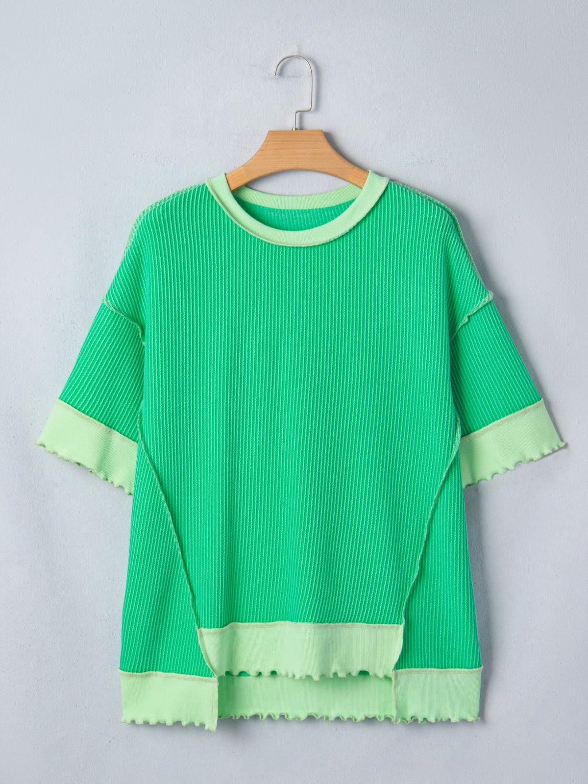 Loose Uneven Hem Twist Ribbed T Shirt product image 4