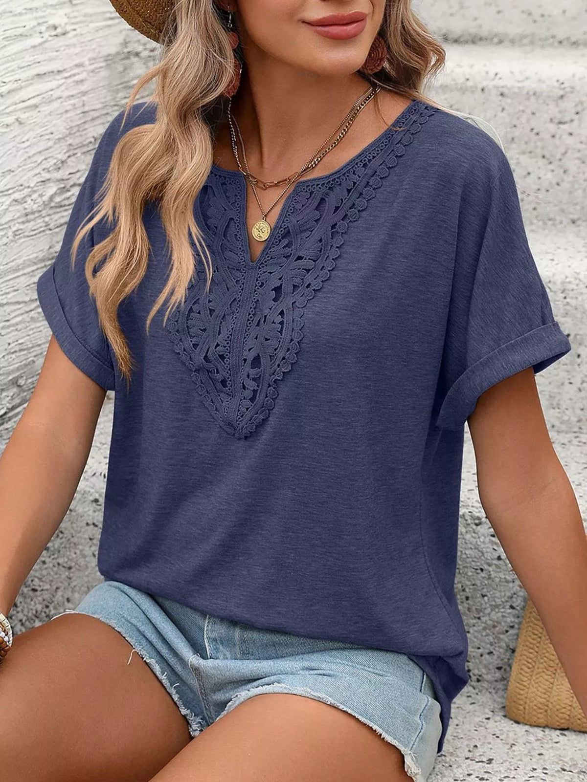 Lace Trim Short Sleeve T-Shirt product image 19