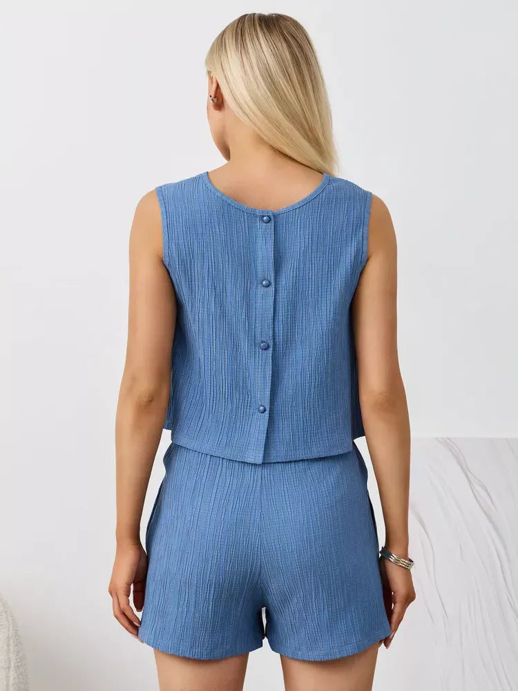 Textured Round Neck Tank and Shorts Set product image 22