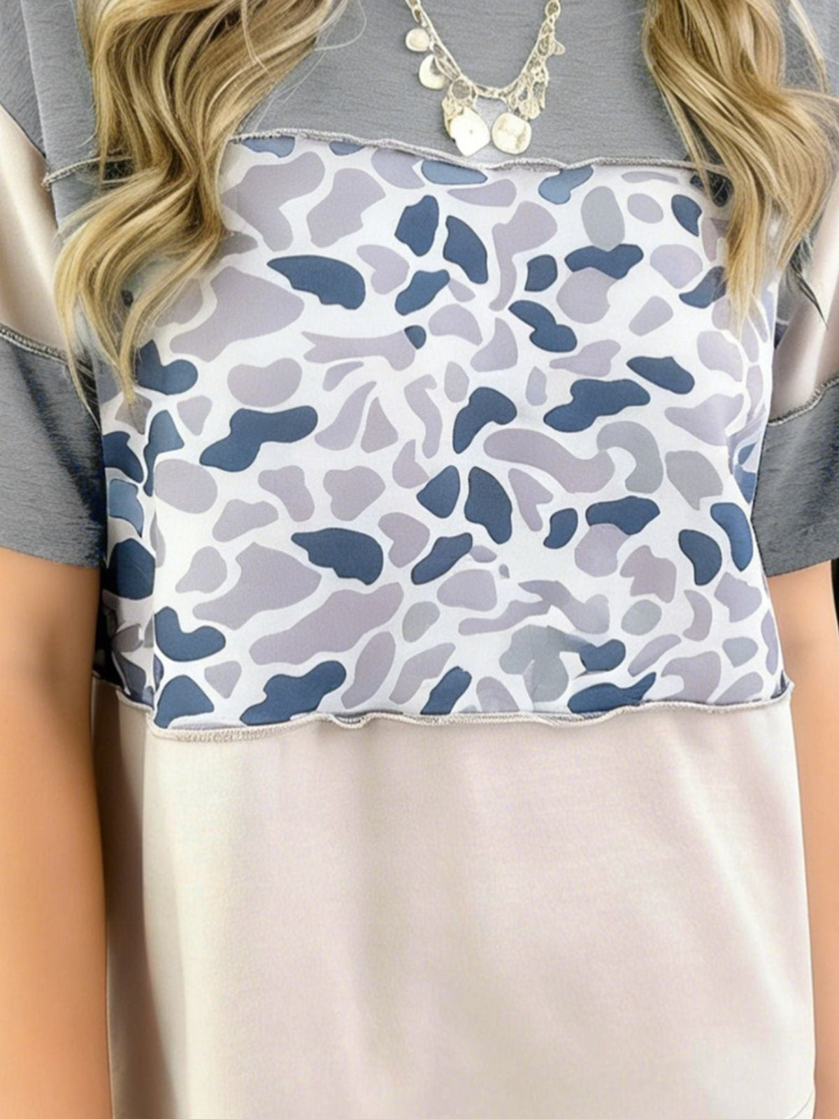 Color Block Camo Print Relaxed Fit T-Shirt product image 2
