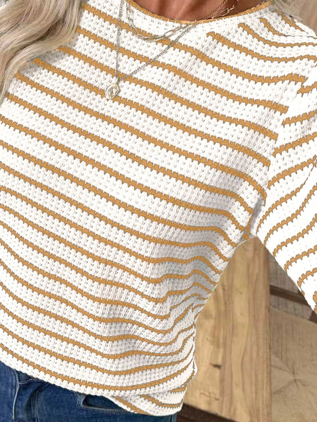 Striped Long Sleeve Texture Knit T-Shirt product image 9