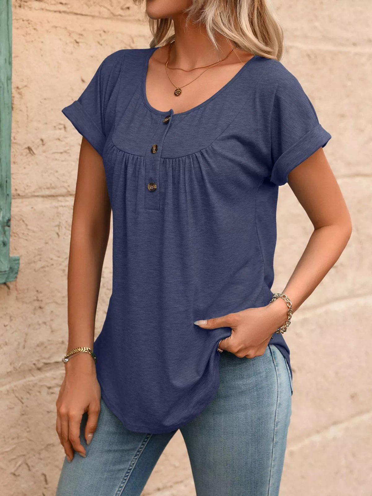 Casual Button Detail Henley T-Shirt product image 25