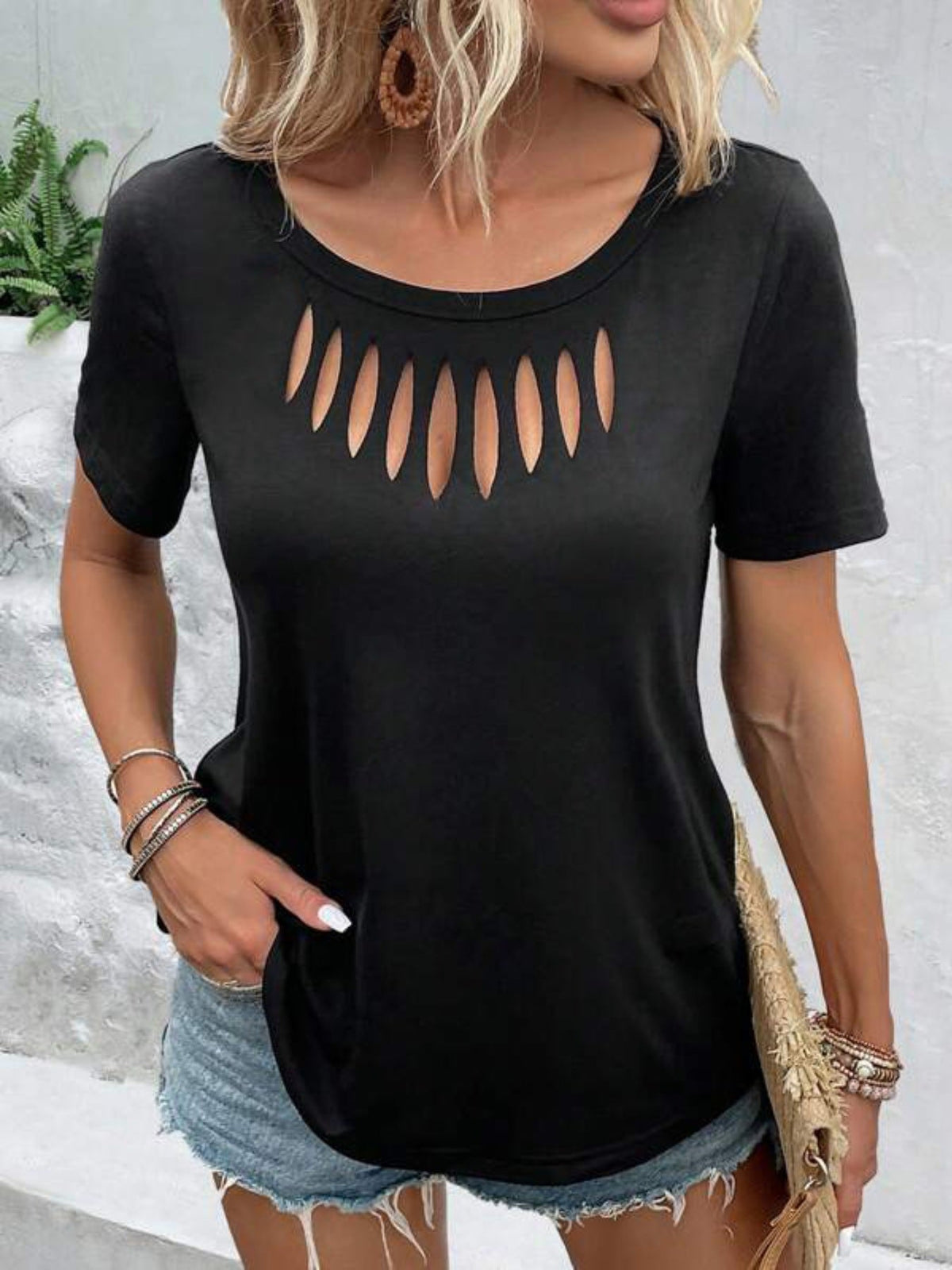 Cutout Detail Short Sleeve T-Shirt product image 2
