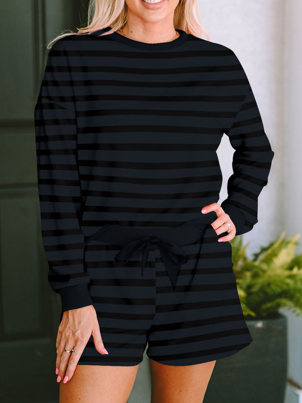 Long Sleeve Top and Shorts Two Piece Set product image 1