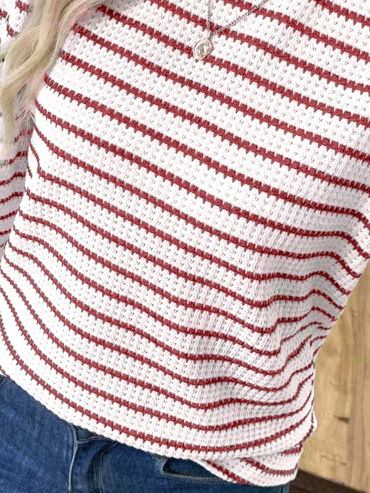 Striped Long Sleeve Texture Knit T-Shirt product image 6