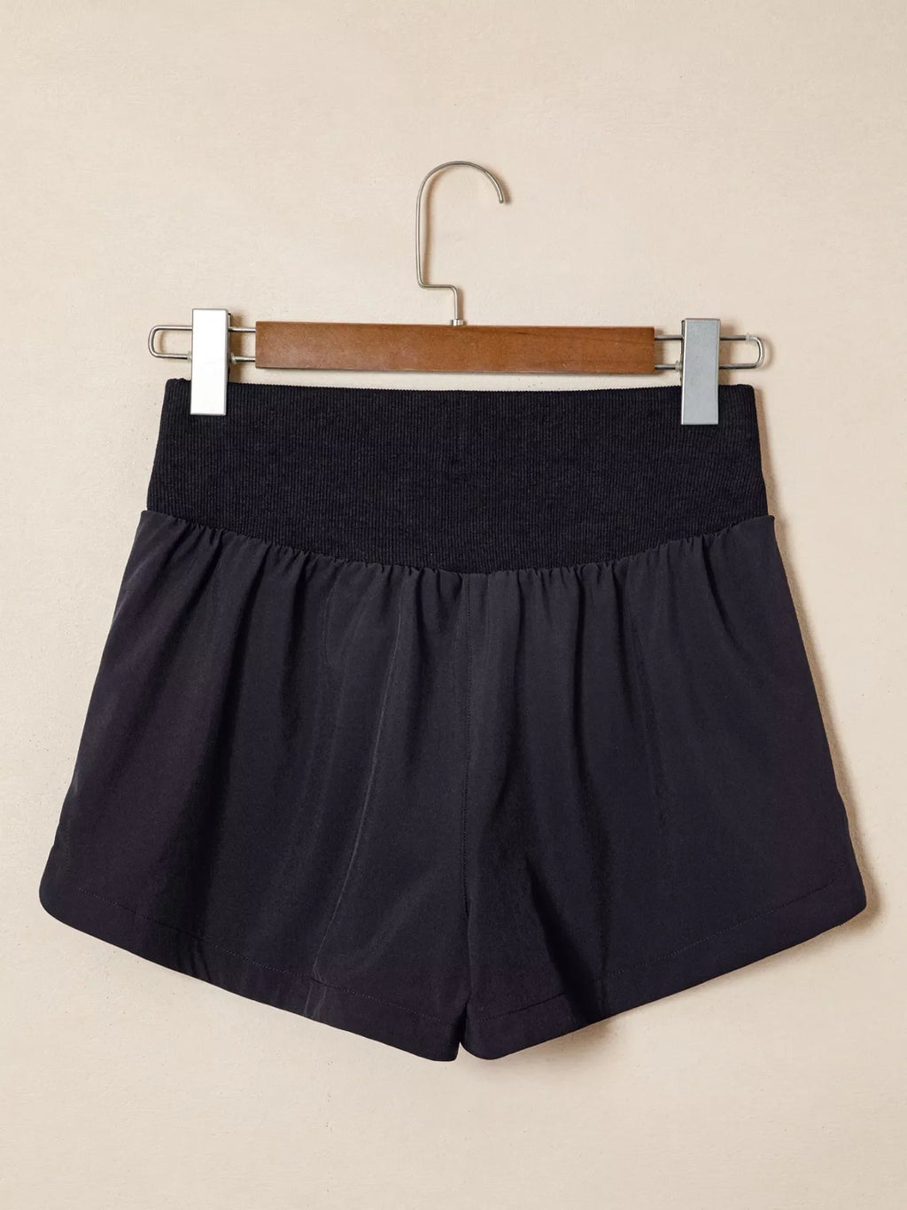 Solid Color Ribbed Patchwork High Waist Athletic Shorts product image 7