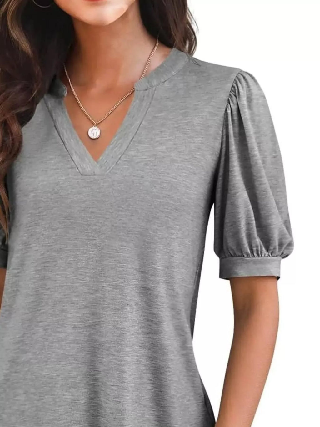 Puff Sleeve Notched Casual T-Shirt product image 29