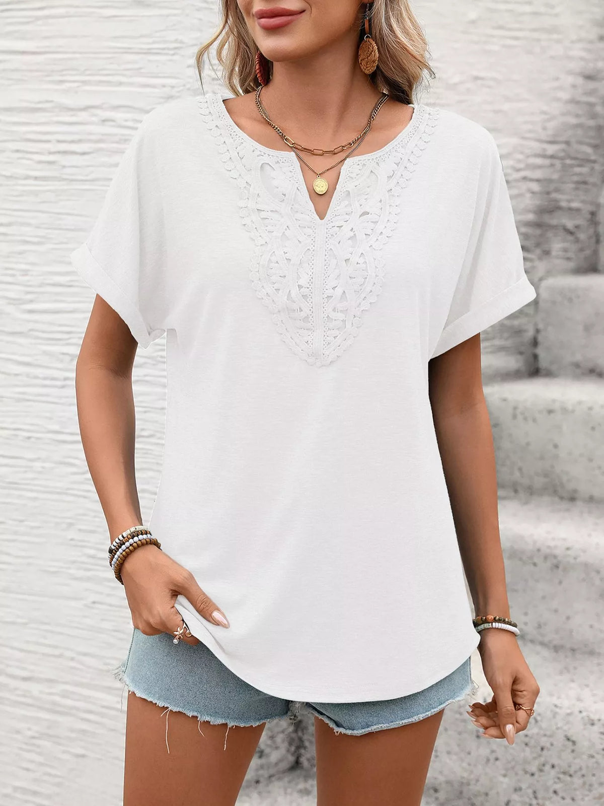 Lace Trim Short Sleeve T-Shirt product image 36