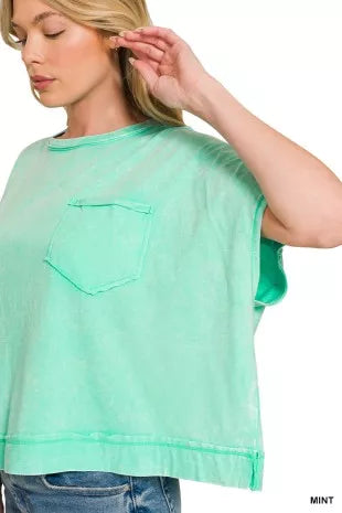 Acid Washed Round Neck Short Sleeve Oversized T-Shirt product image 3