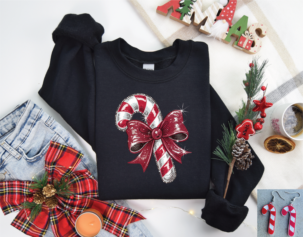 Candy Cane on Black Sweatshirt product image 1