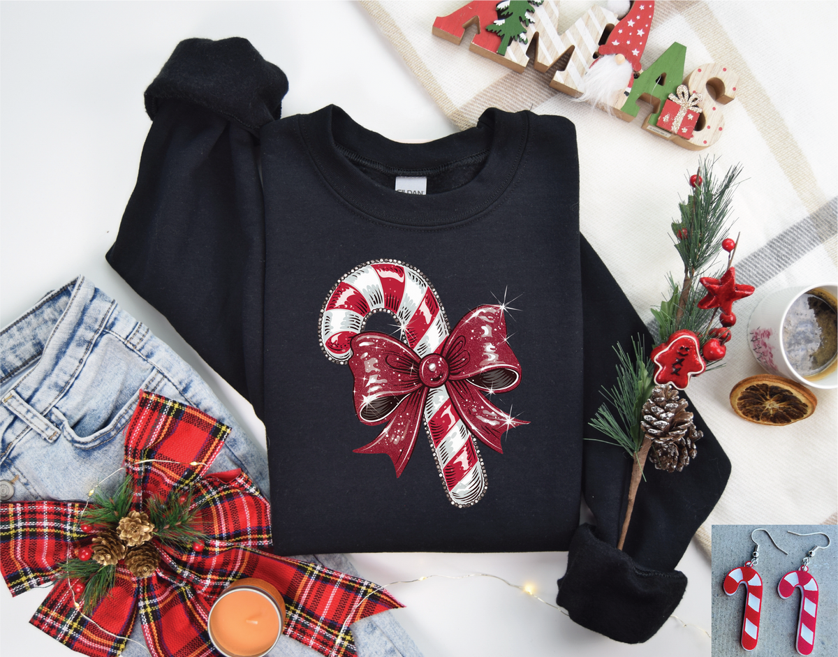Candy Cane on Black Sweatshirt product image 1