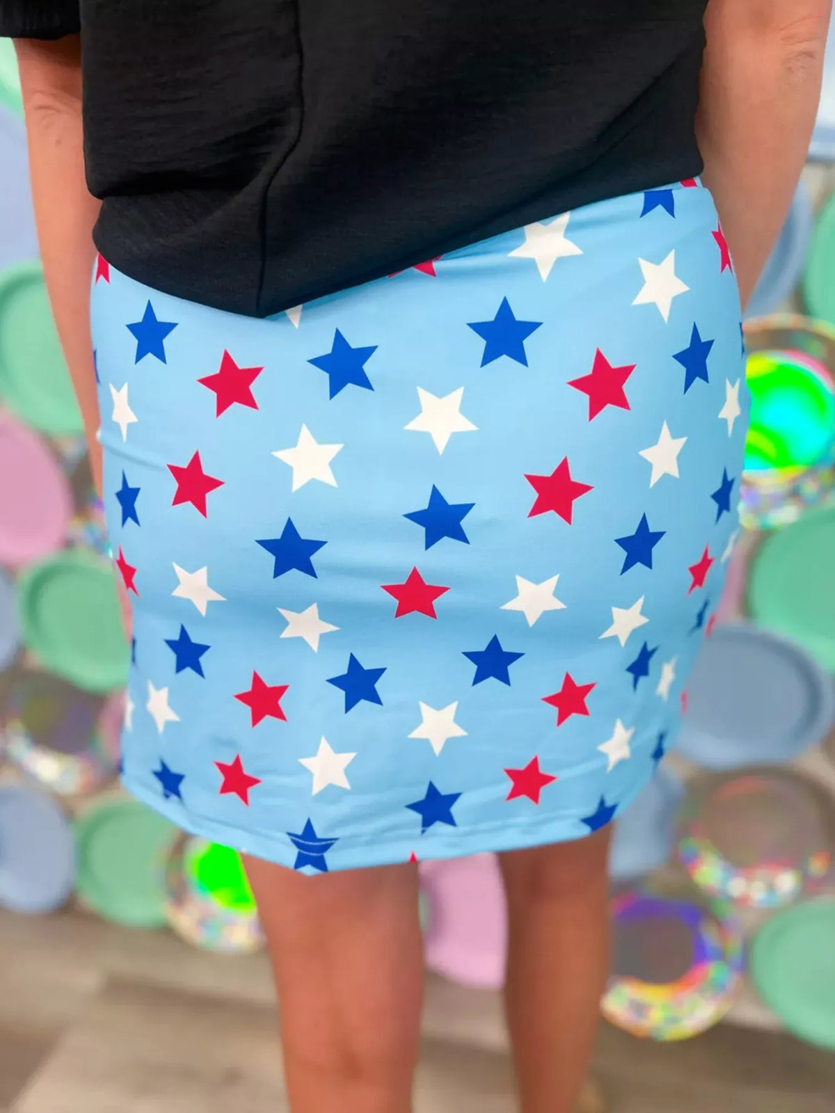 Patriotic Star Printed Beaded Drawstring Mini Skort product image 2