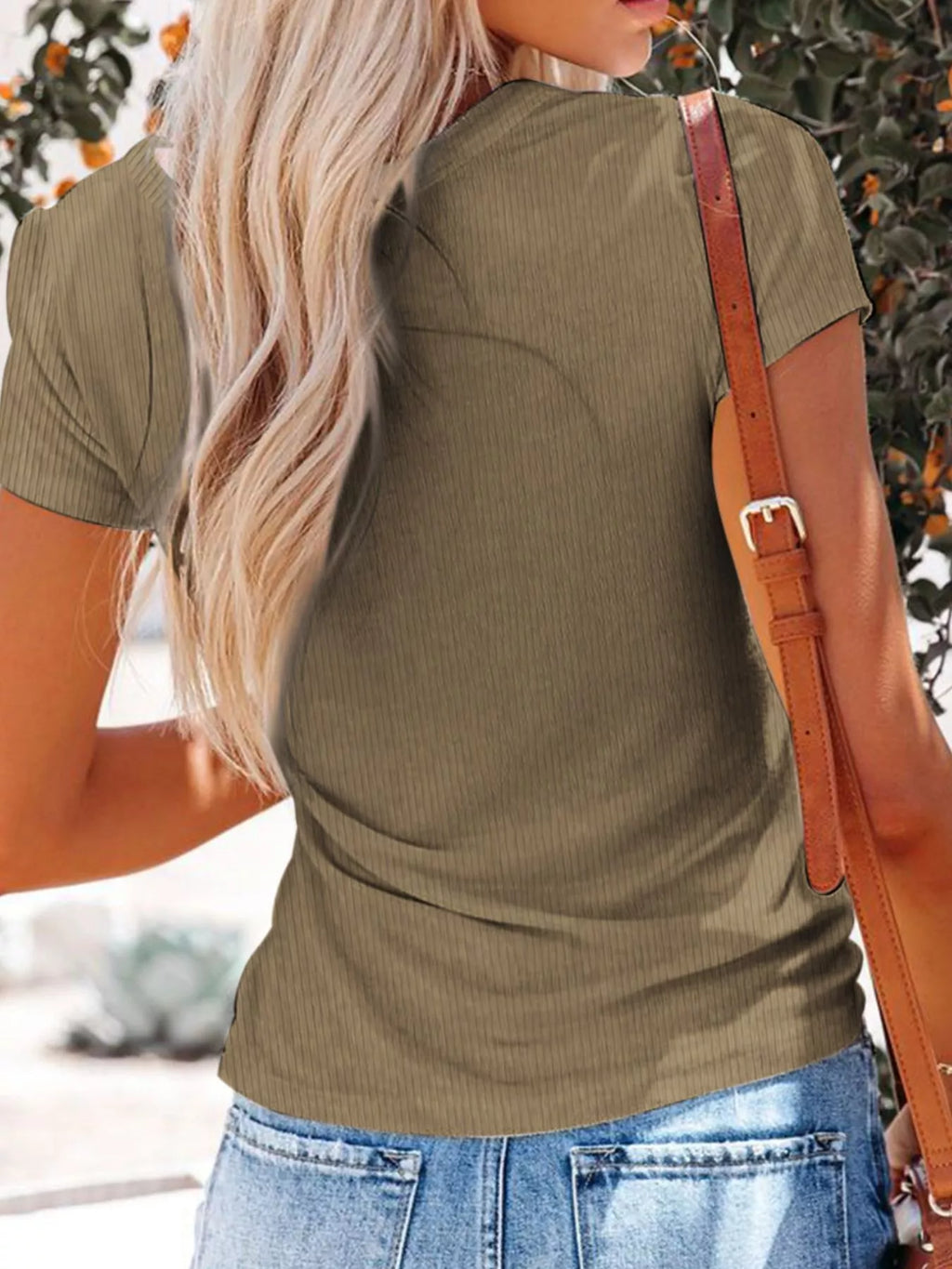 Casual V-Neck Button Detail T-Shirt Plus Size product image 16