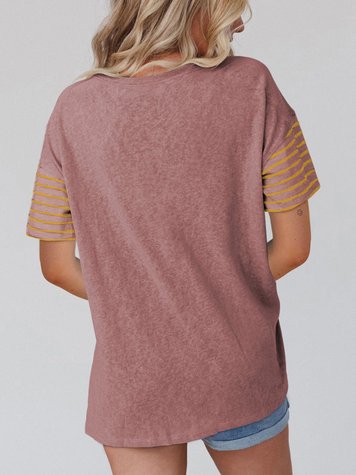 Color Block Striped Detail Loose T Shirt product image 2