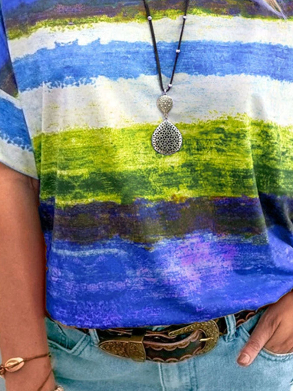 Contrast Round Neck Casual T-Shirt product image 2