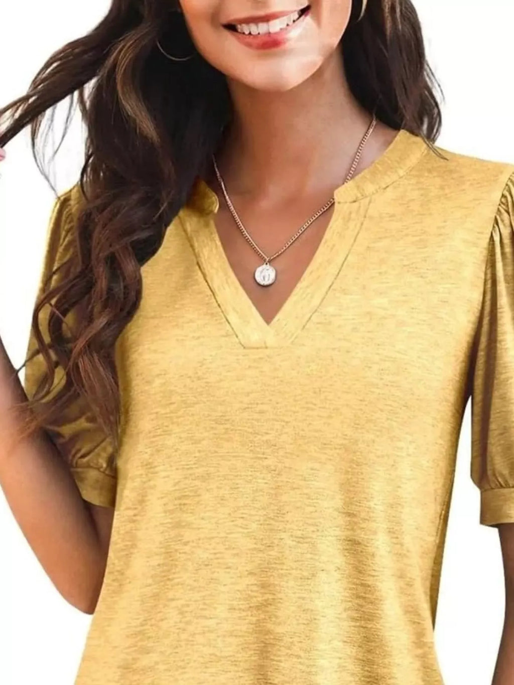 Puff Sleeve Notched Casual T-Shirt product image 26