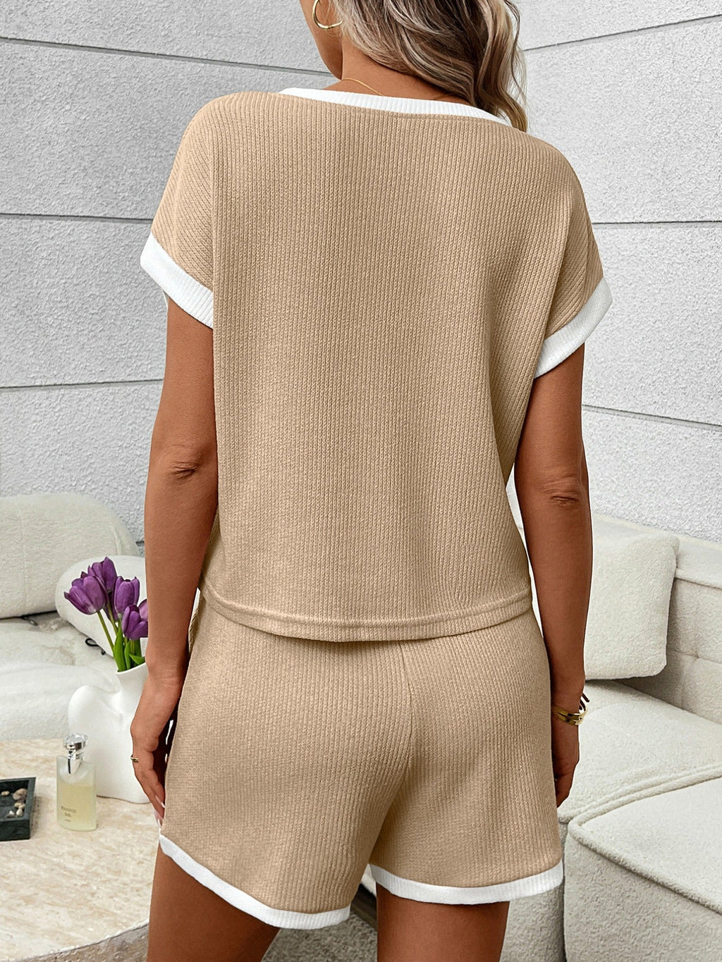 Contrast Trim Short Sleeve Top and Shorts Set product image 15