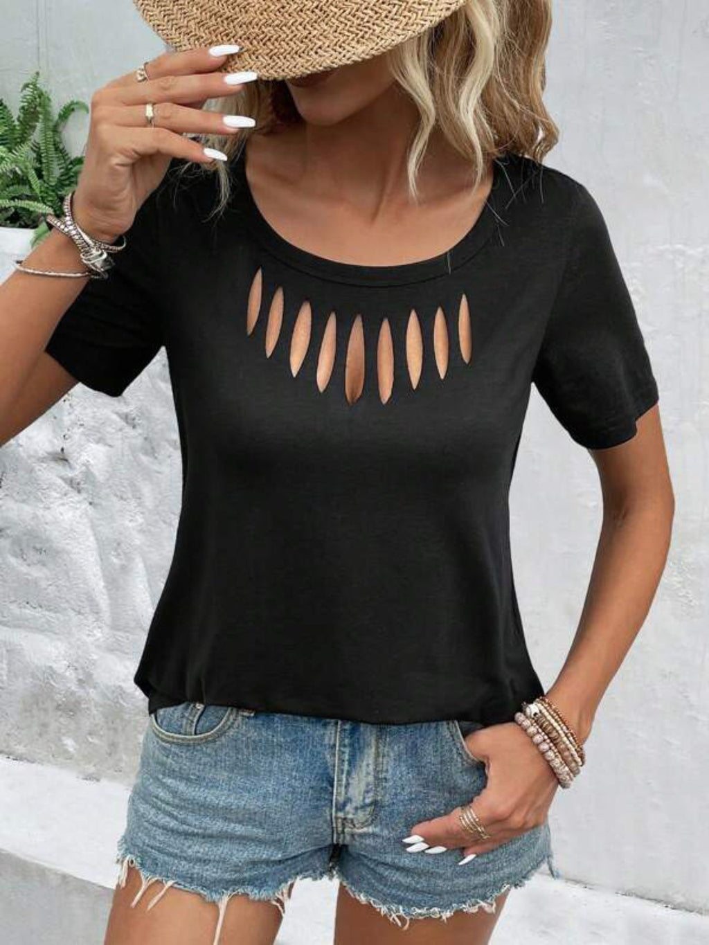 Cutout Detail Short Sleeve T-Shirt product image 1