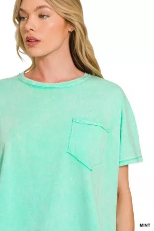 Acid Washed Round Neck Short Sleeve Oversized T-Shirt product image 5