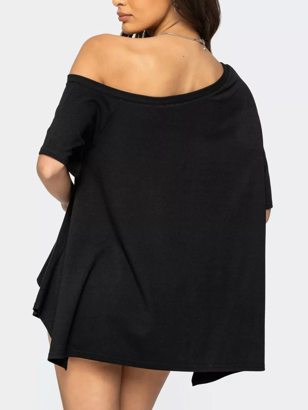 Off-Shoulder Flowy Hem T-Shirt product image 4