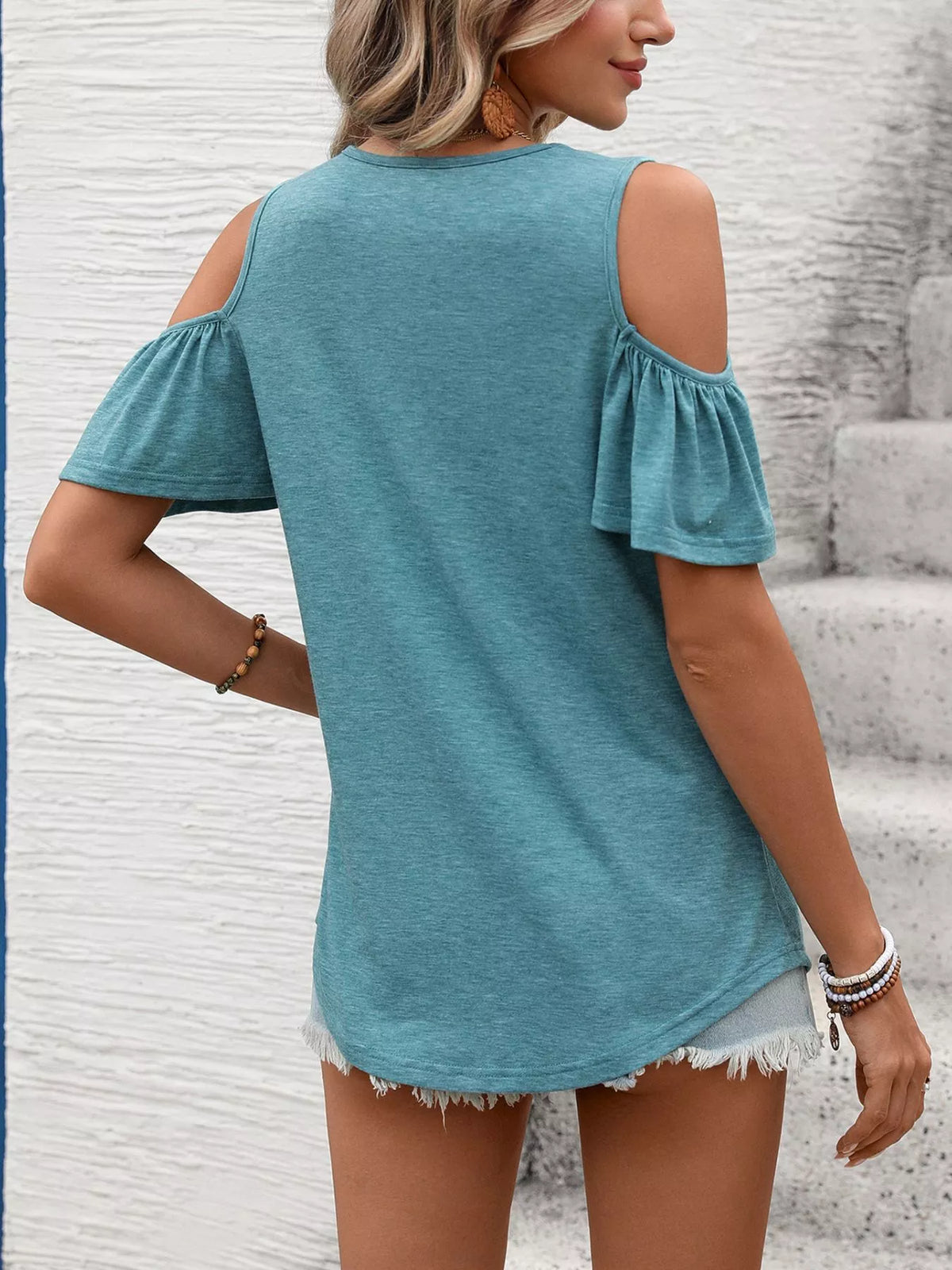 Cold Shoulder V-Neck T-Shirt product image 14