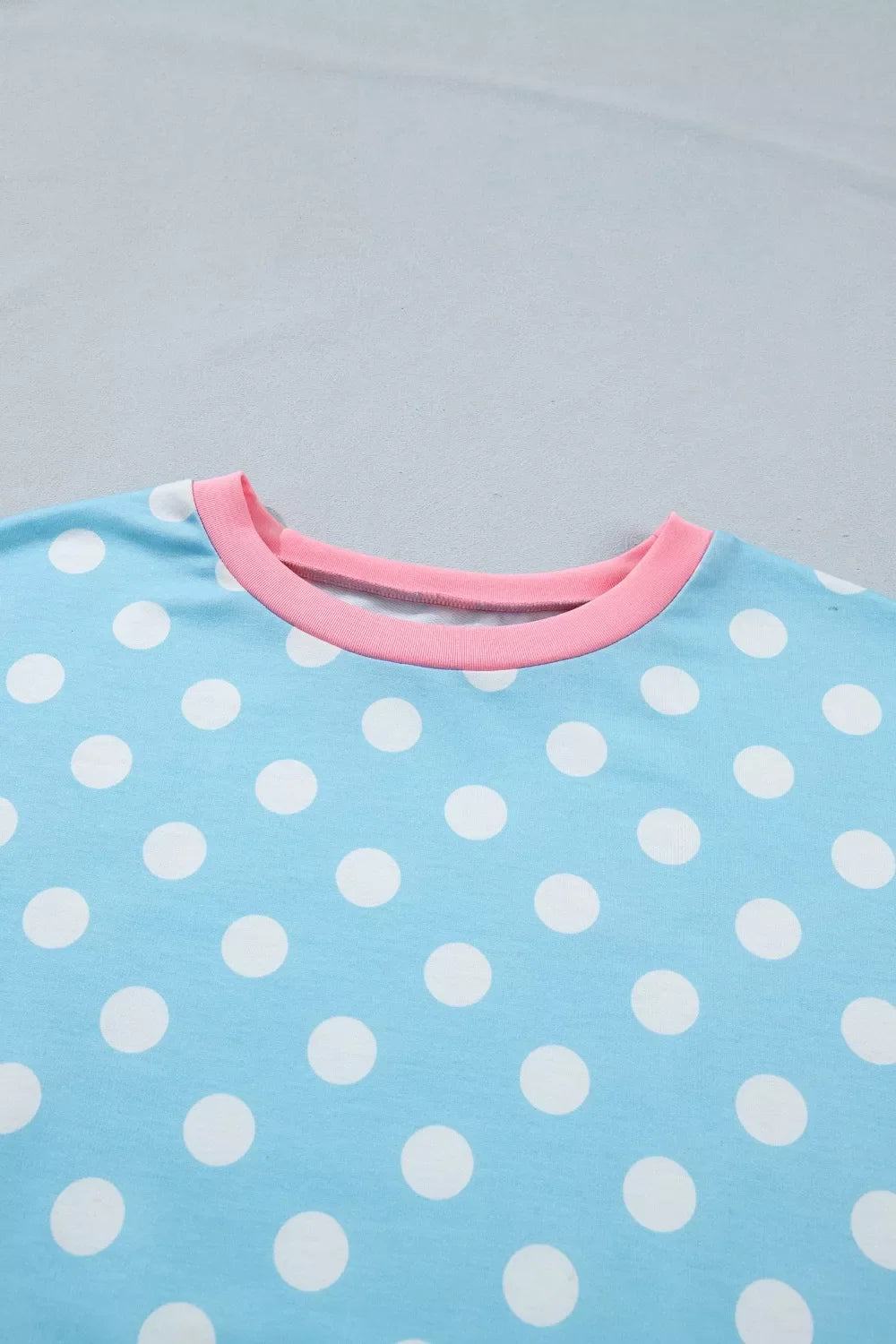 Polka Dot Contrast Trim Top and Drawstring Shorts Set product image 4