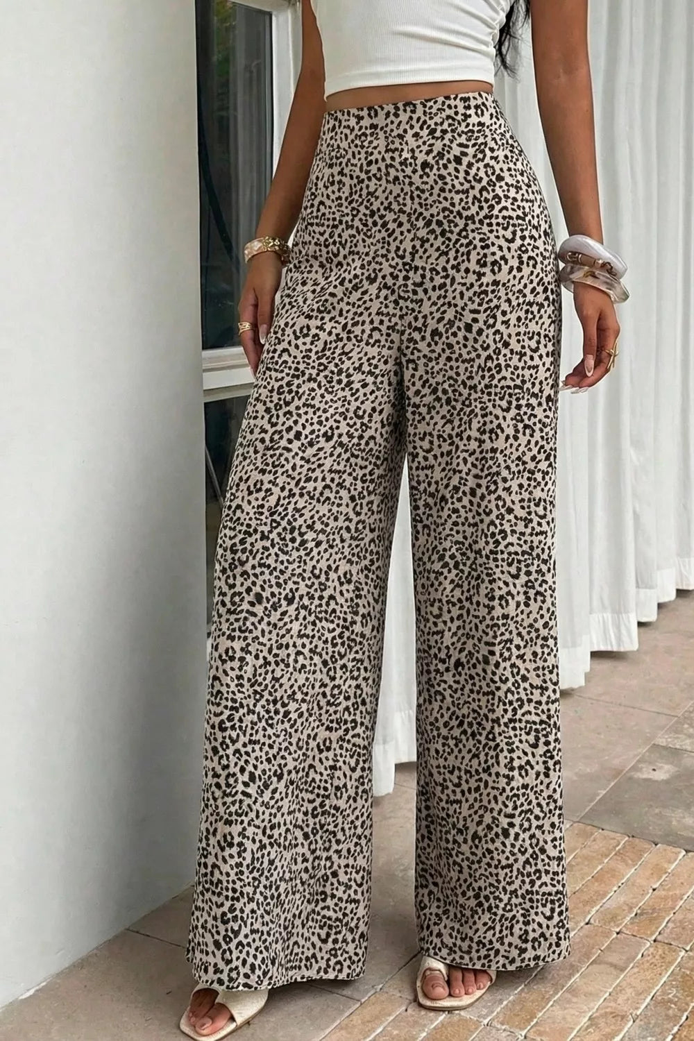 Leopard Print High Waist Wide Leg Pants product image 1