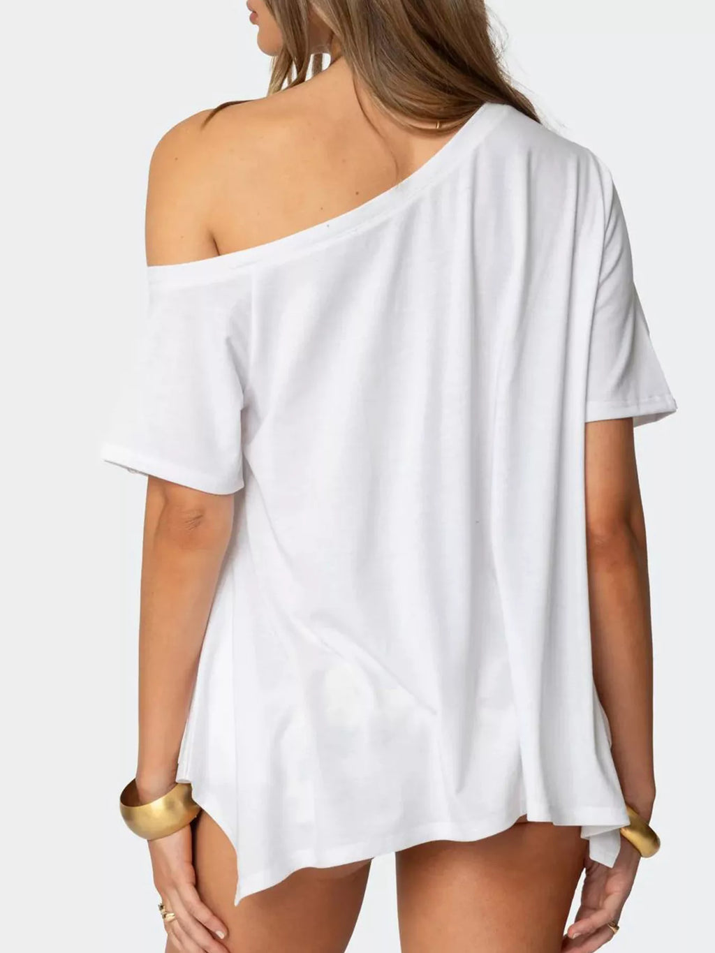 Off-Shoulder Flowy Hem T-Shirt product image 7