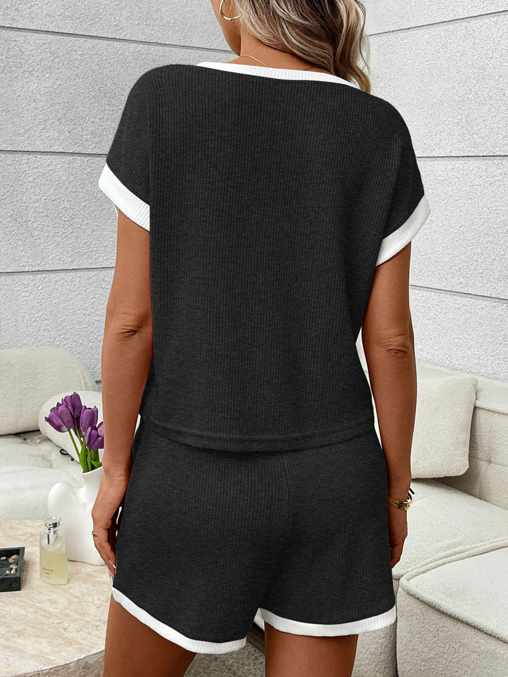 Contrast Trim Short Sleeve Top and Shorts Set product image 10