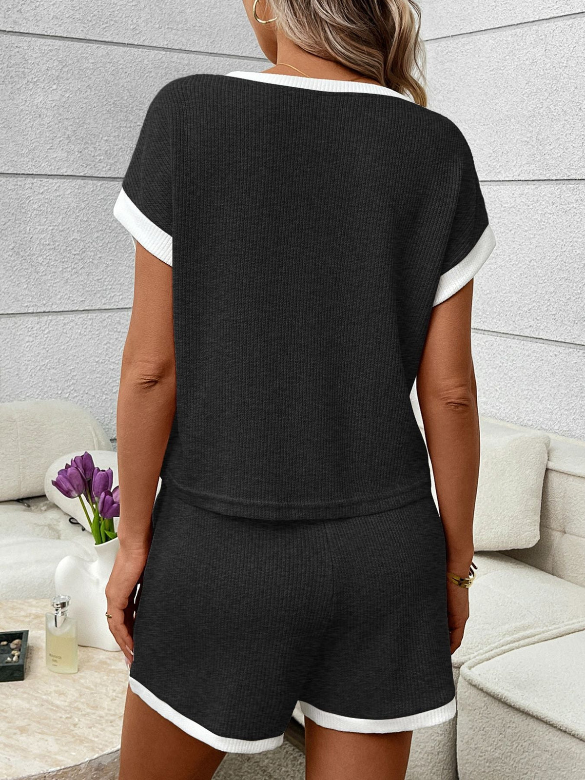 Contrast Trim Short Sleeve Top and Shorts Set product image 10