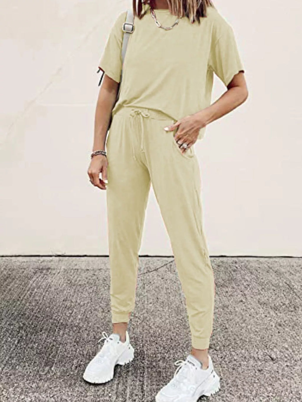 Full Size Round Neck Top and Drawstring Pants Set product image 11