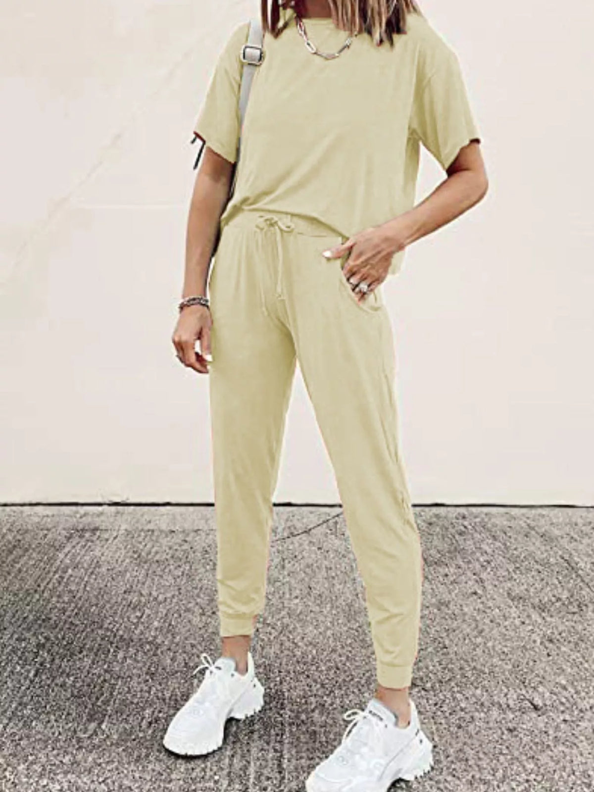 Full Size Round Neck Top and Drawstring Pants Set product image 11