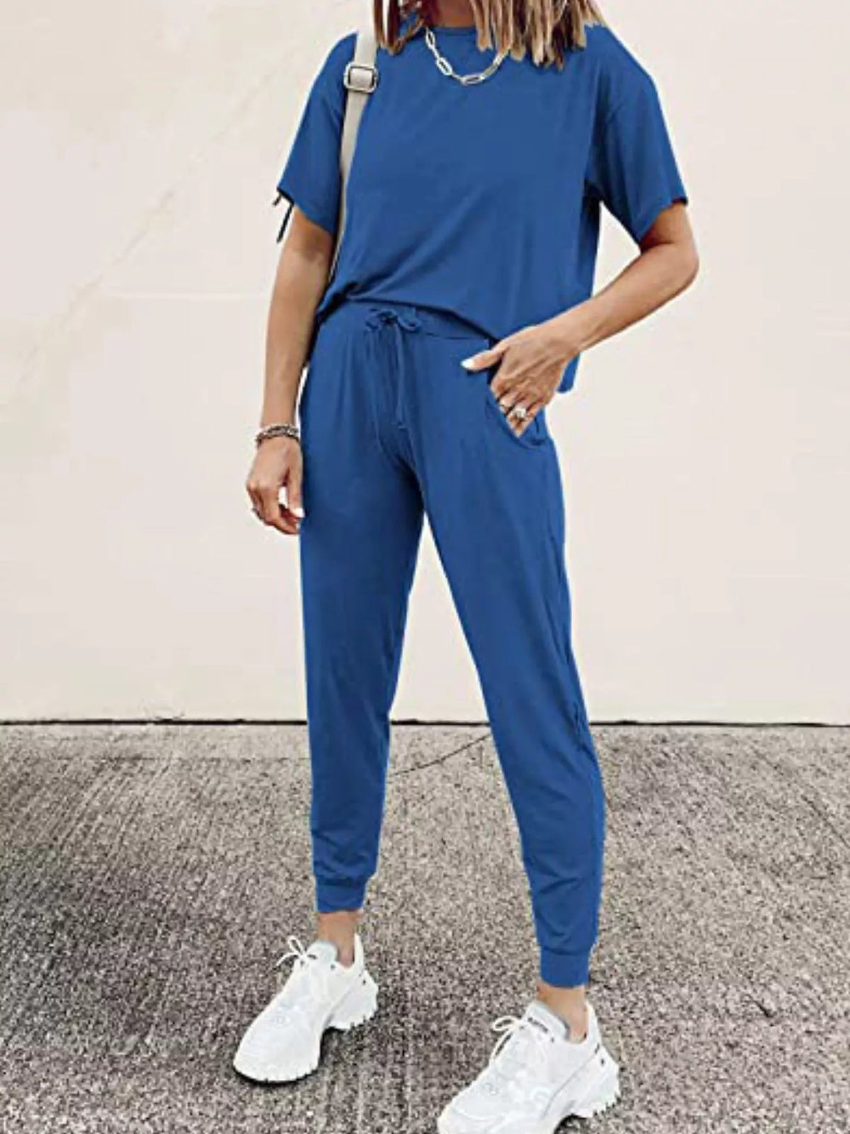 Full Size Round Neck Top and Drawstring Pants Set product image 15
