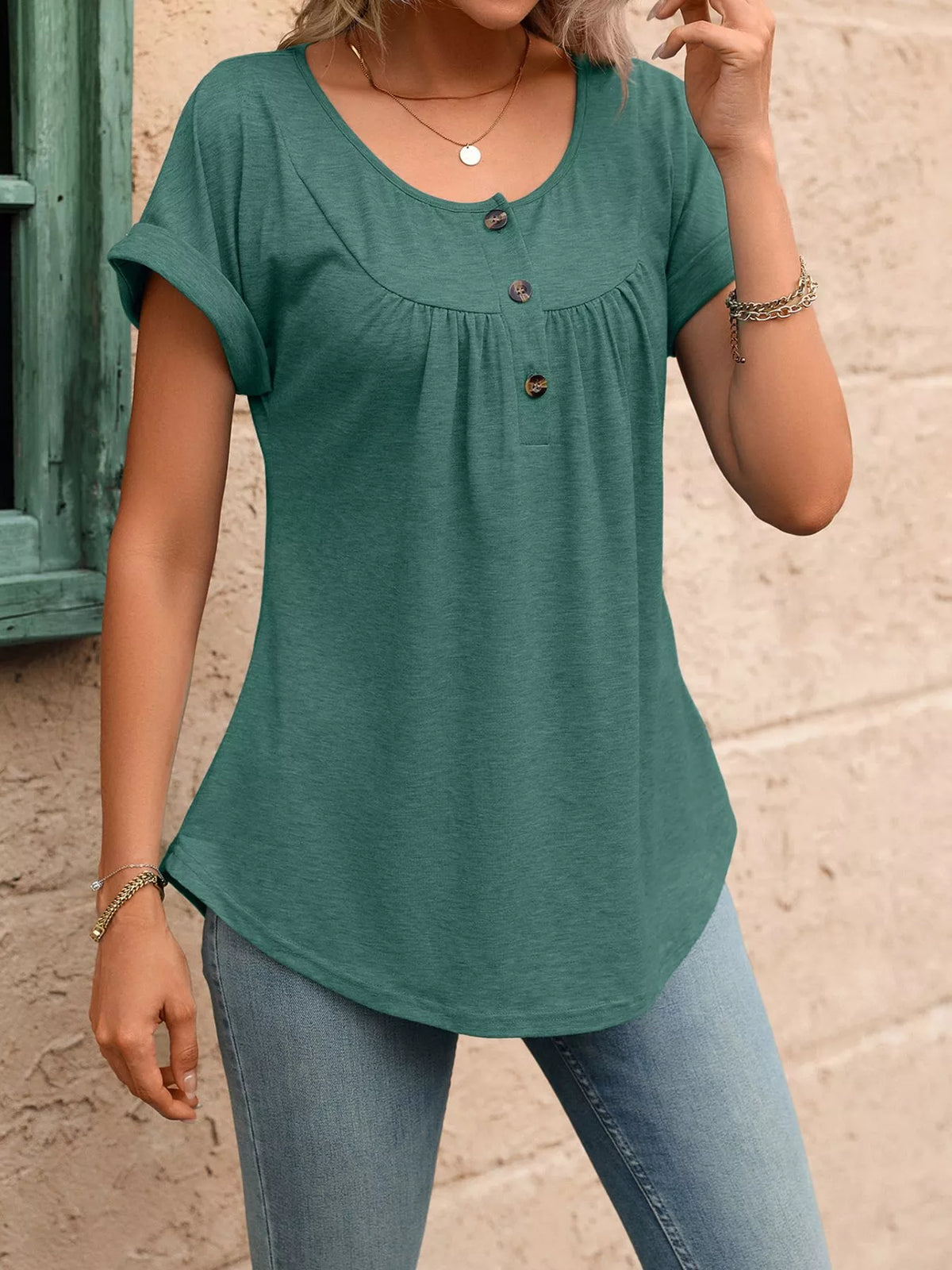 Casual Button Detail Henley T-Shirt product image 18