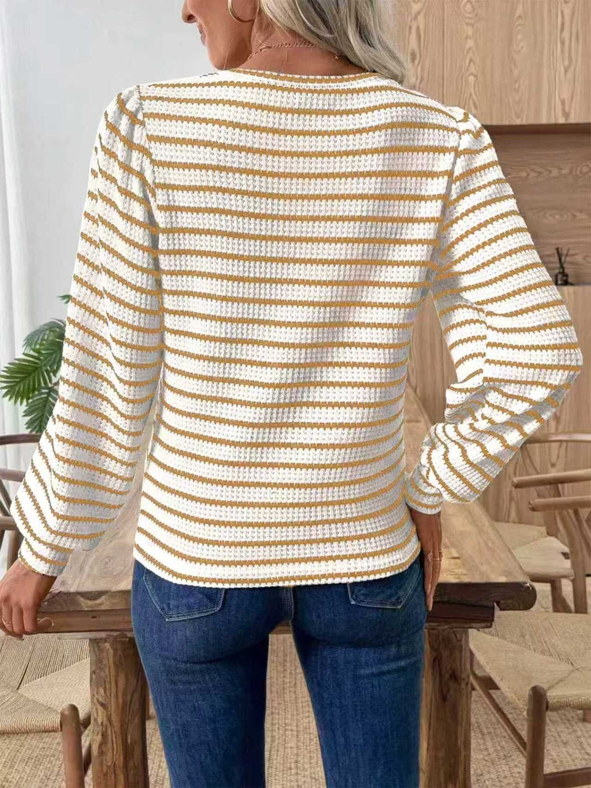 Striped Long Sleeve Texture Knit T-Shirt product image 8
