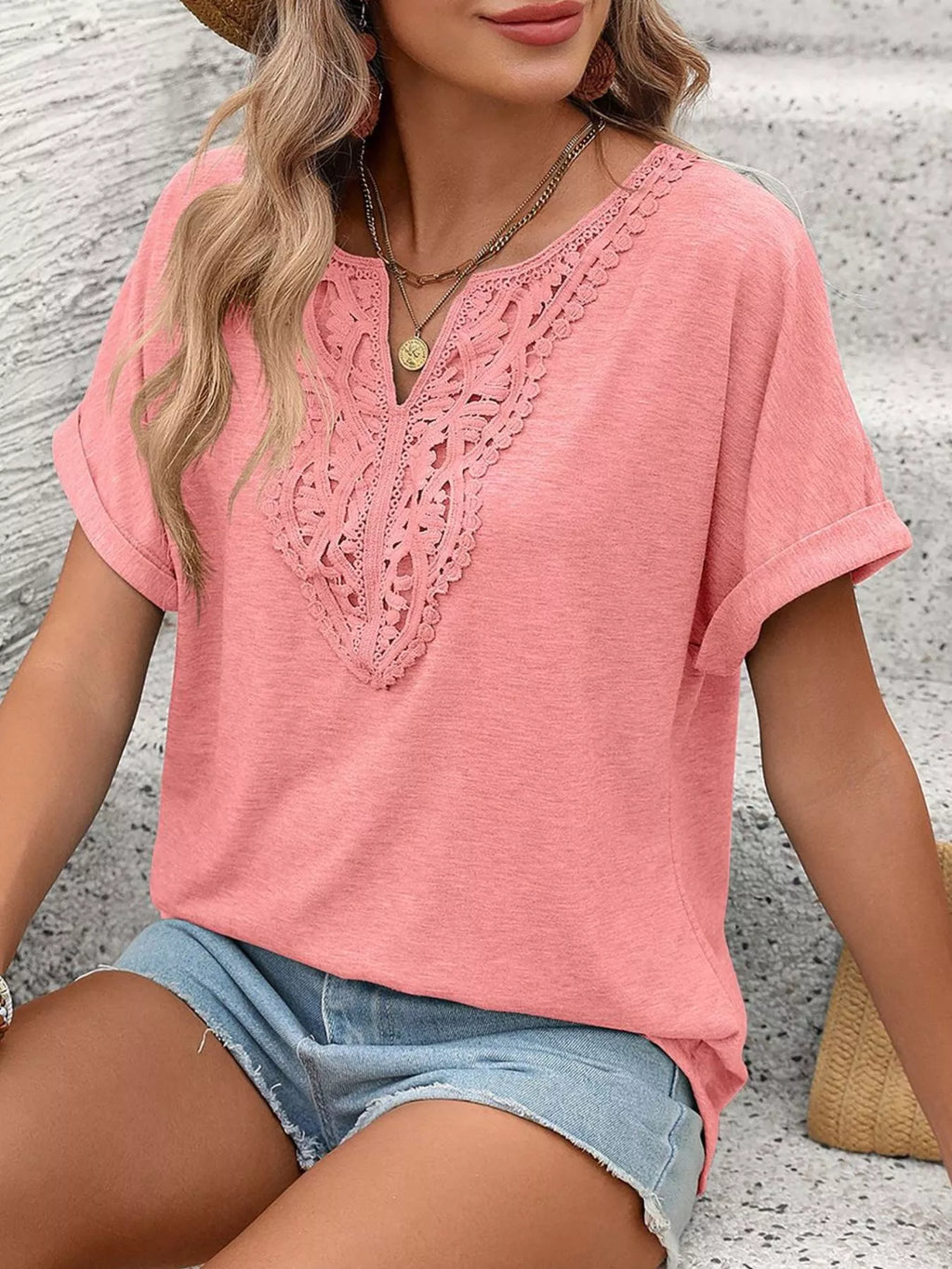 Lace Trim Short Sleeve T-Shirt product image 31